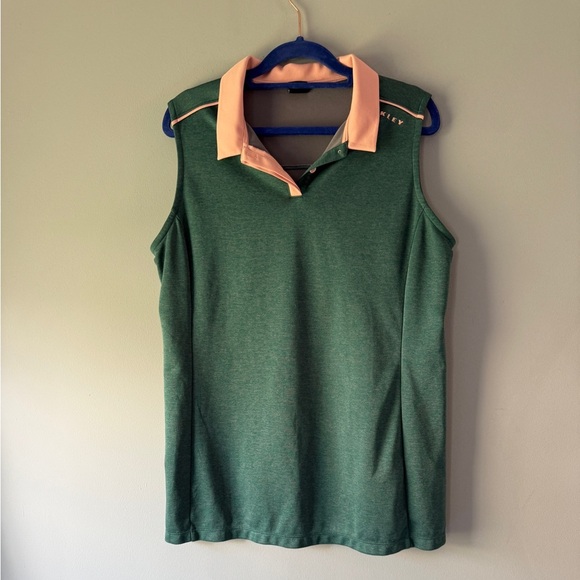 Oakley Green and Pink Sleeveless Polo Top - Size L - Picture 1 of 7